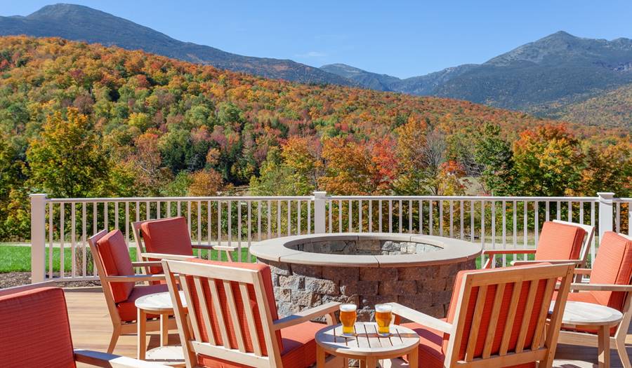 Fall Foliage of Mount Washington viewed from Outside Deck