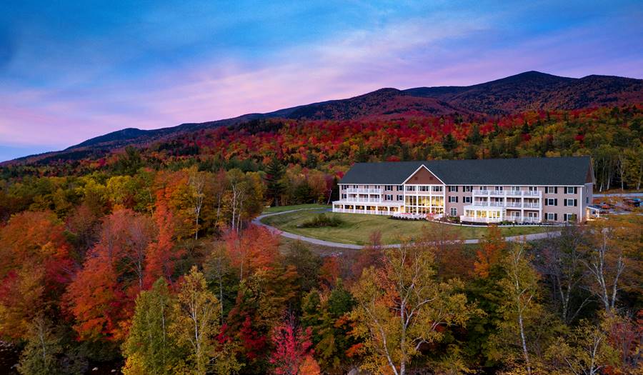 The Glen House Hotel With Views of Mount Washington and Fall Foliage and Sunset