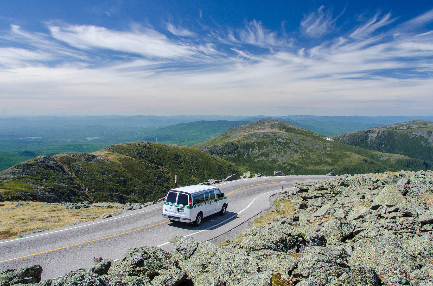 Guided tour van going up Mt. Washington
